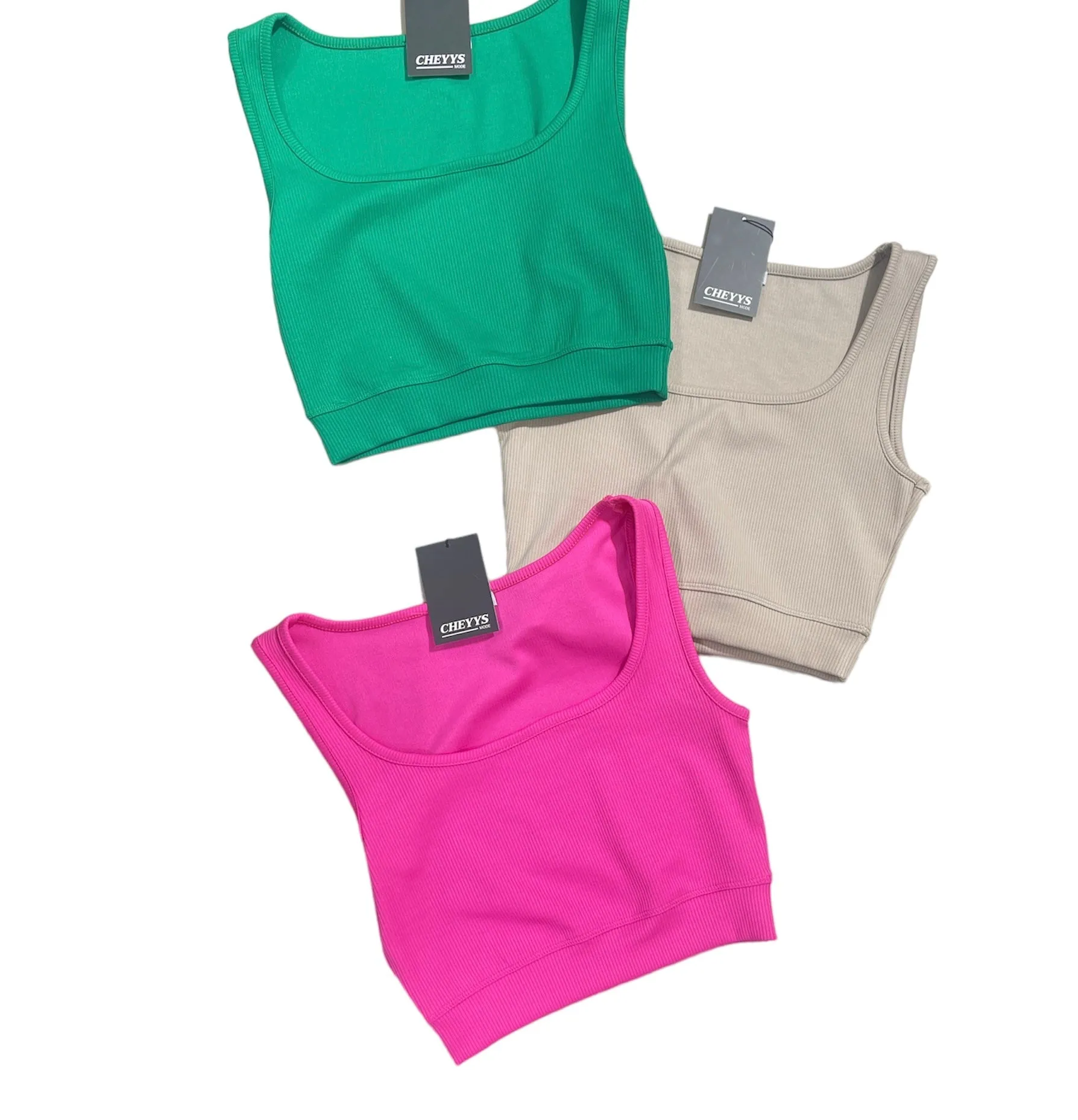 Crop top geribbelde stof | Crème