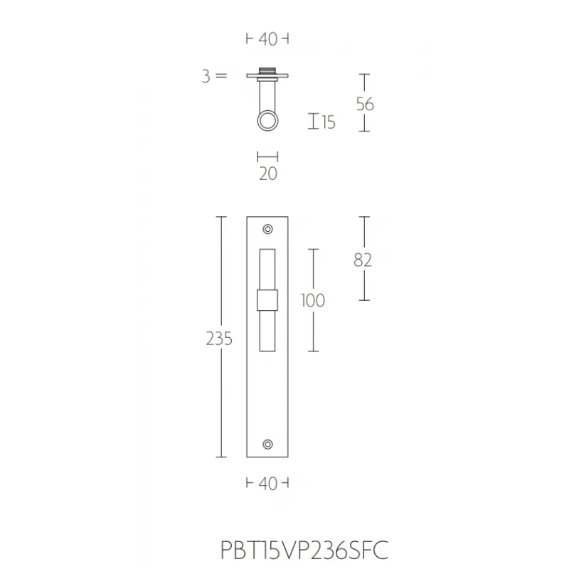 Formani ONE knop op schild PBT15VP236SFC mat zwart