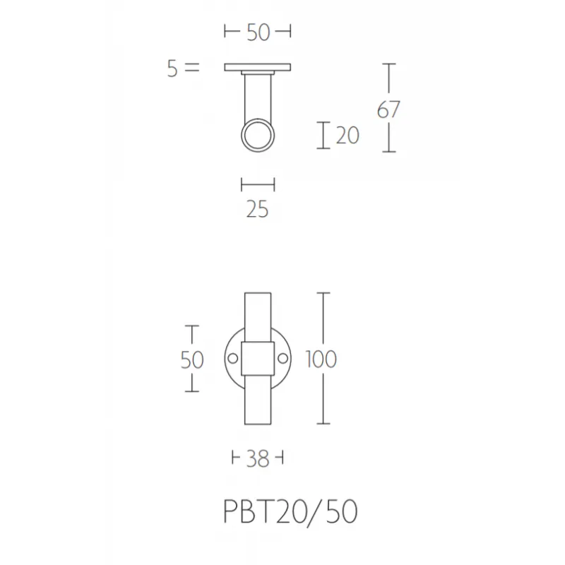 FORMANI ONE PBT20/50 DEURKRUK OP ROZET MAT RVS  DUBBEL GEVEERD
