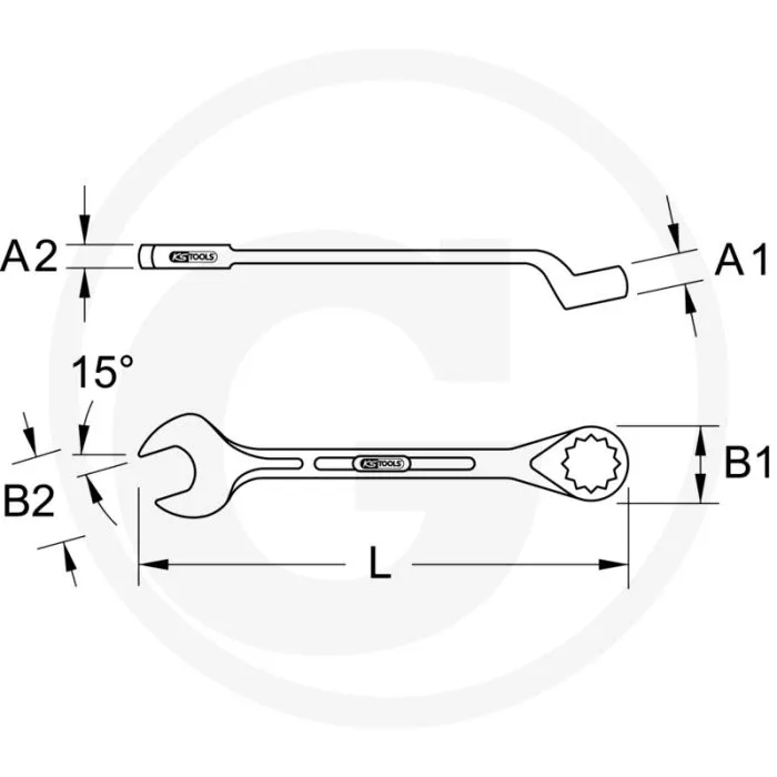 KS TOOLS BRONZE RINGMAULSCHLüSSEL GEKRöPFT 32 MM  FLANKTRACTIONPROFIL, 70X36X340MM