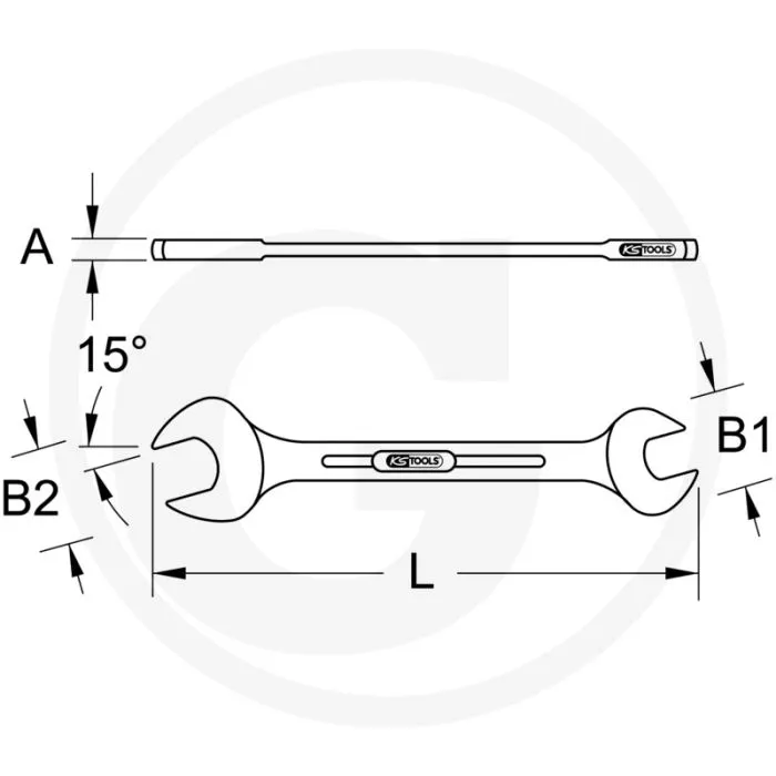Ks tools edelstahl doppelmaulschlüssel, 12x14mm, 15° abgewinkelt