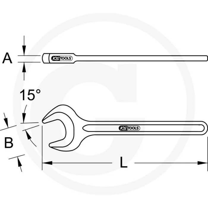 KS TOOLS MACHINESTEEKSLEUTEL, 32 MM  VERGüTUNGSSTAHL  15° ABGEWINKELT