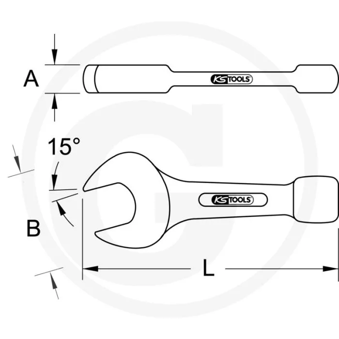 KS TOOLS SLAGSTEEKSLEUTEL, 205MM  VOOR ZWARE MONTAGES  DIN 133