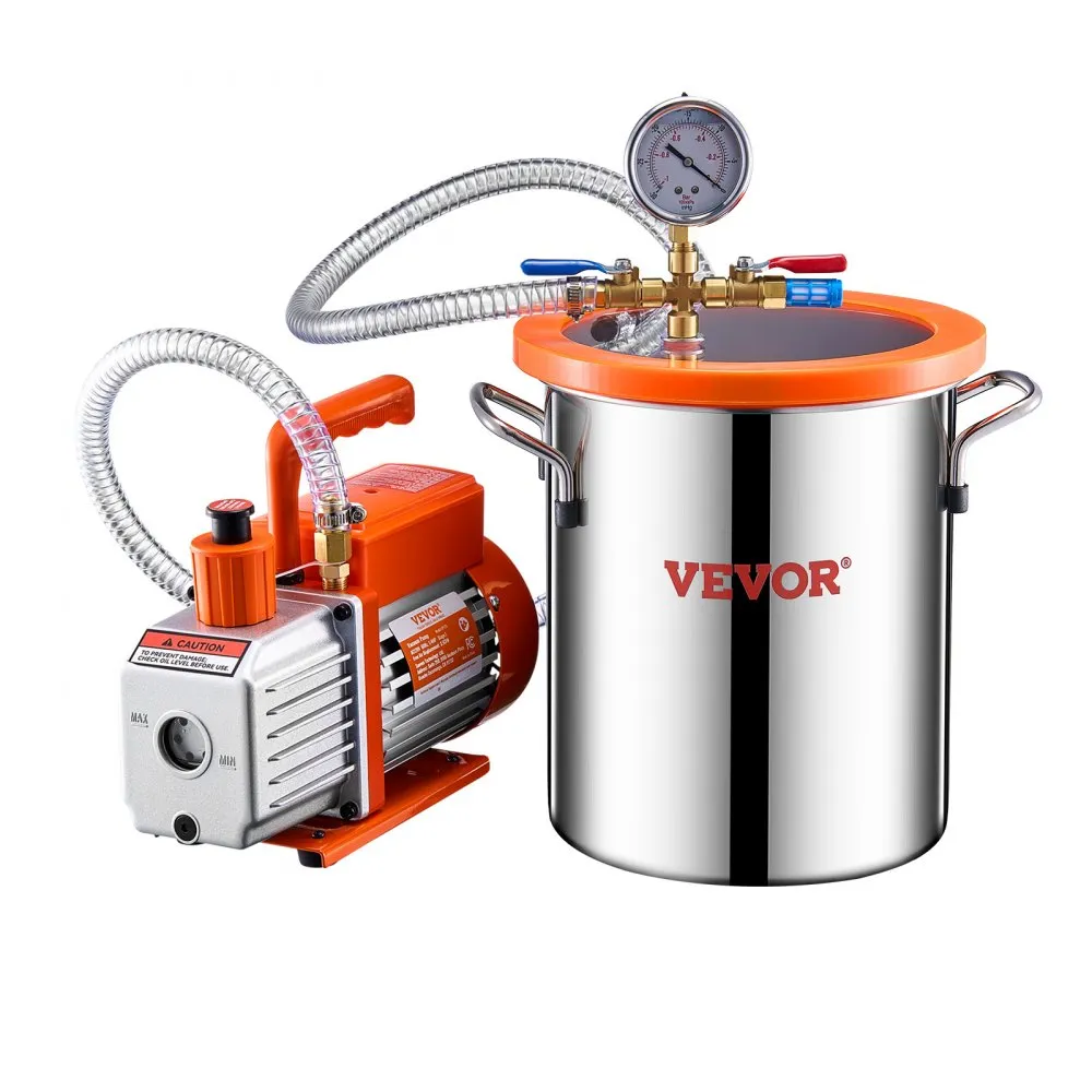 VEVOR 11.36L vacuümkamer 3.5CFM vacuümpomp eentraps vacuümpompkit 260 ml