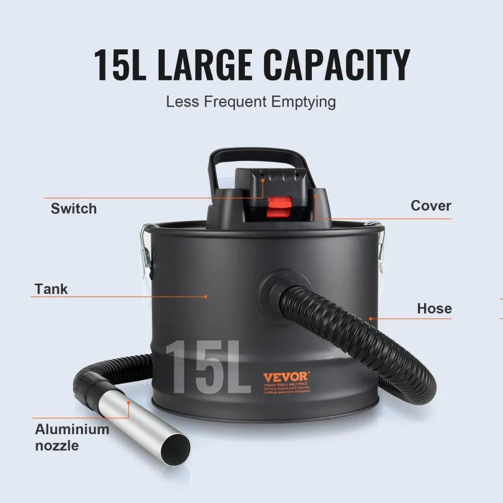 VEVOR ASSTOFZUIGER 150W ROETSTOFZUIGER 12L CONTAINER 10KPA HEPAFILTER HAARDGRILL