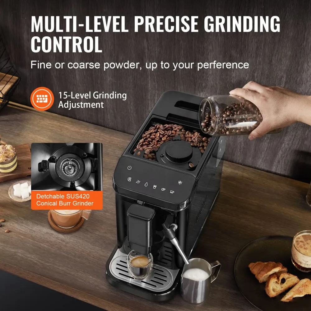 VEVOR Automatische Espressomachine 20 Bar Opschuimer Stoommondstuk