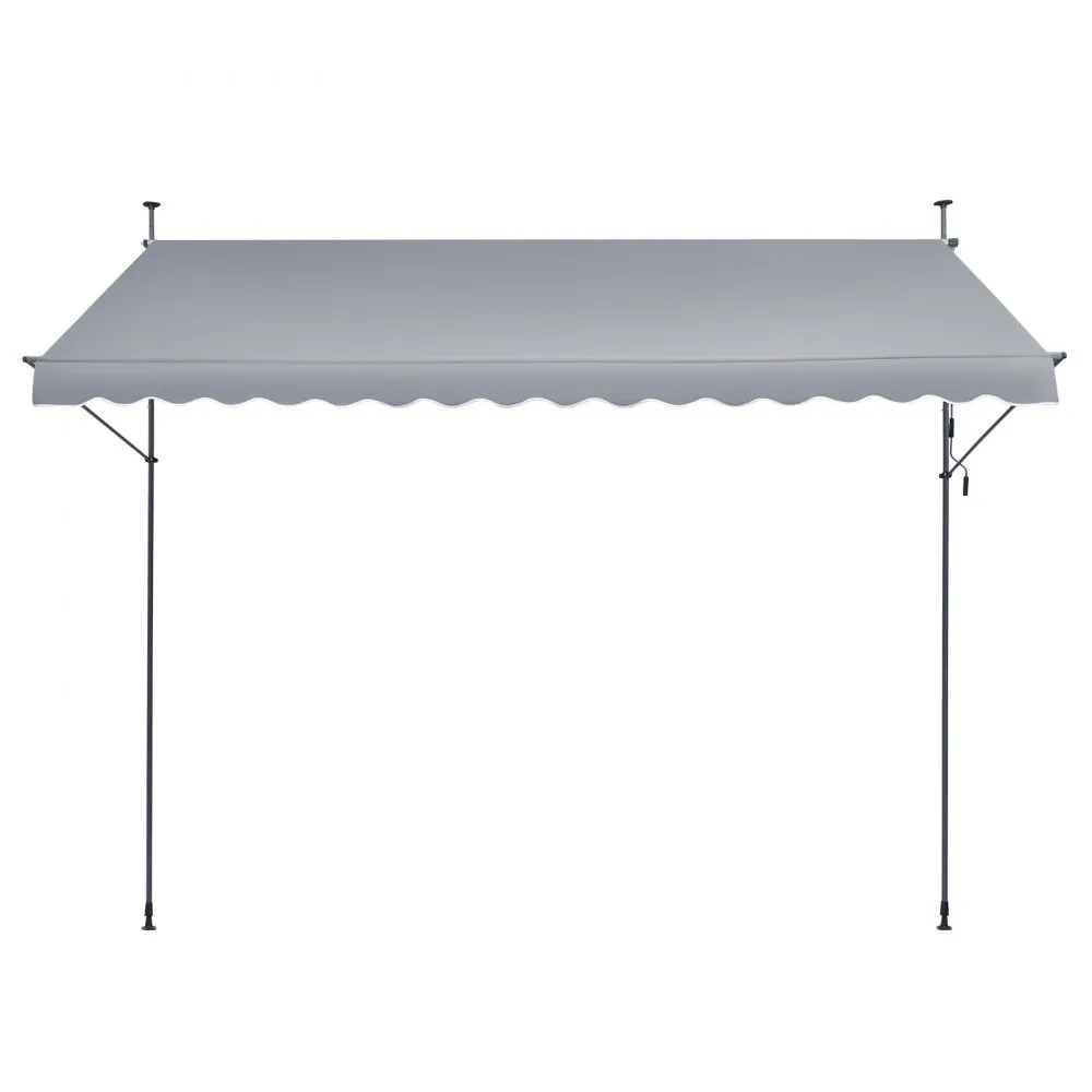 VEVOR balkonluifel luifel klemluifel zonwering met zwengel 400x120cm grijs