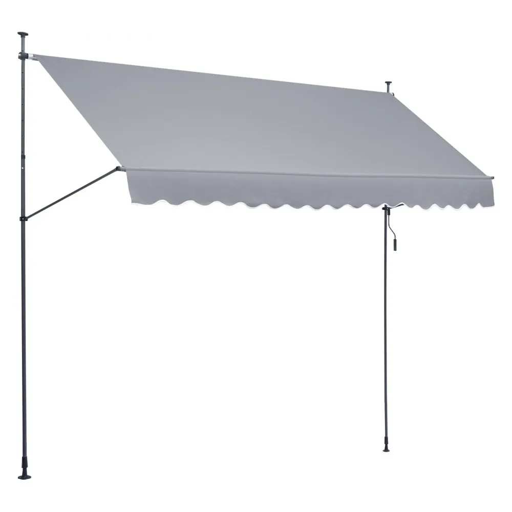 VEVOR balkonluifel luifel klemluifel zonwering met zwengel 400x120cm grijs