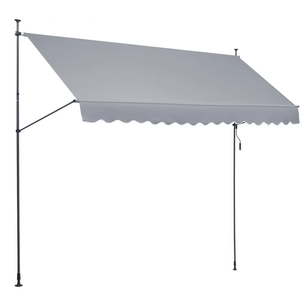 VEVOR balkonluifel luifel klemluifel zonwering met zwengel 400x120cm grijs