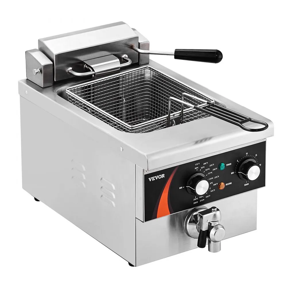 VEVOR Commerciële Elektrische Frituurpan 3000W 5,9L RVS Upgrade 200°C