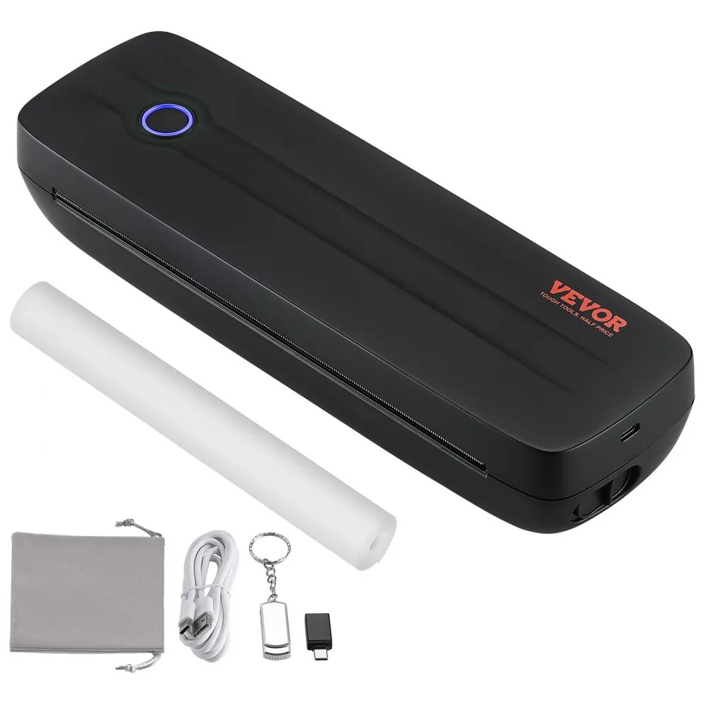 VEVOR DRAAGBARE BLUETOOTHPRINTER INKTLOZE THERMISCHE PRINTER USB IOS 2600MAH