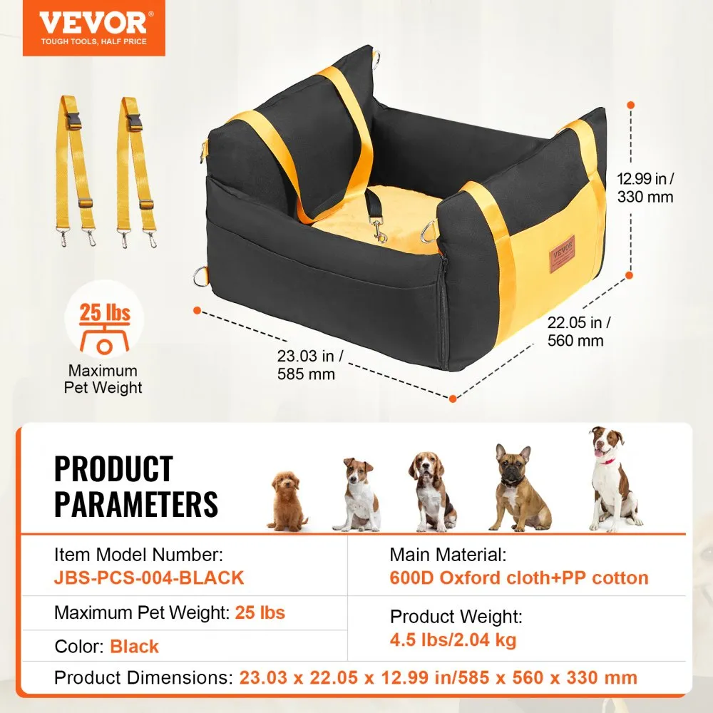 VEVOR HONDENAUTOSTOEL VOOR/ACHTERZIT HONDENAUTOSTOEL 585X560X330MM 11KG ZWART