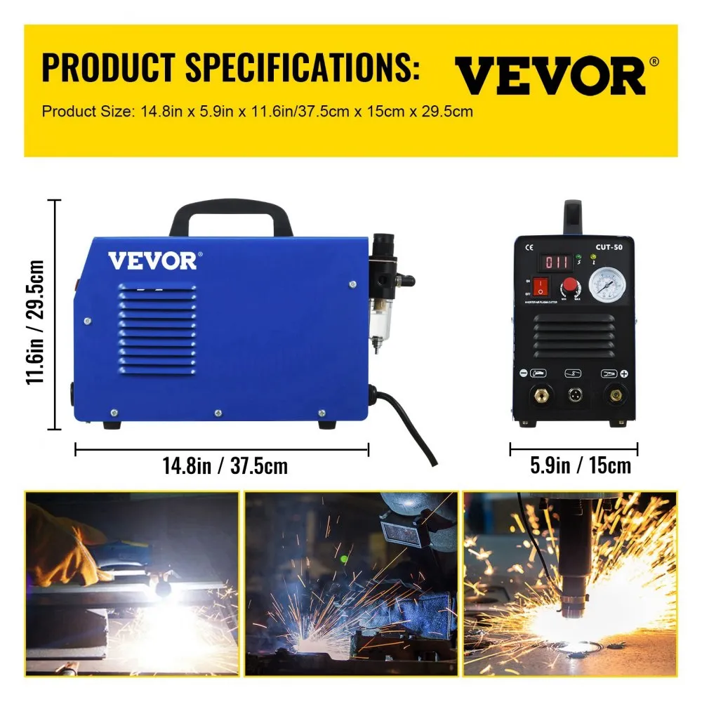VEVOR PLASMASNIJDER CUT50 INVERTER LASAPPARAAT 50 A PLASMASNIJAPPARAAT 12 MM