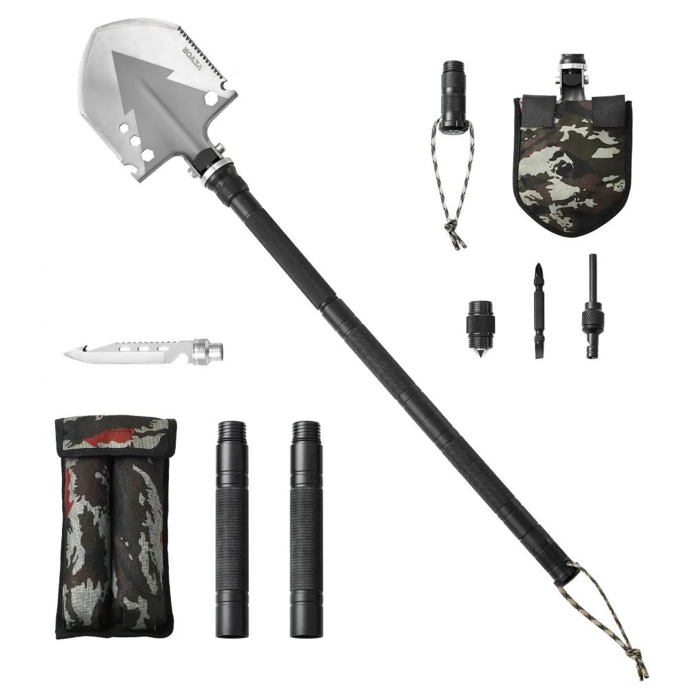 VEVOR Survival Shovel 11 in 1 Campingschop Opvouwbaar Draagbaar Multifunctioneel