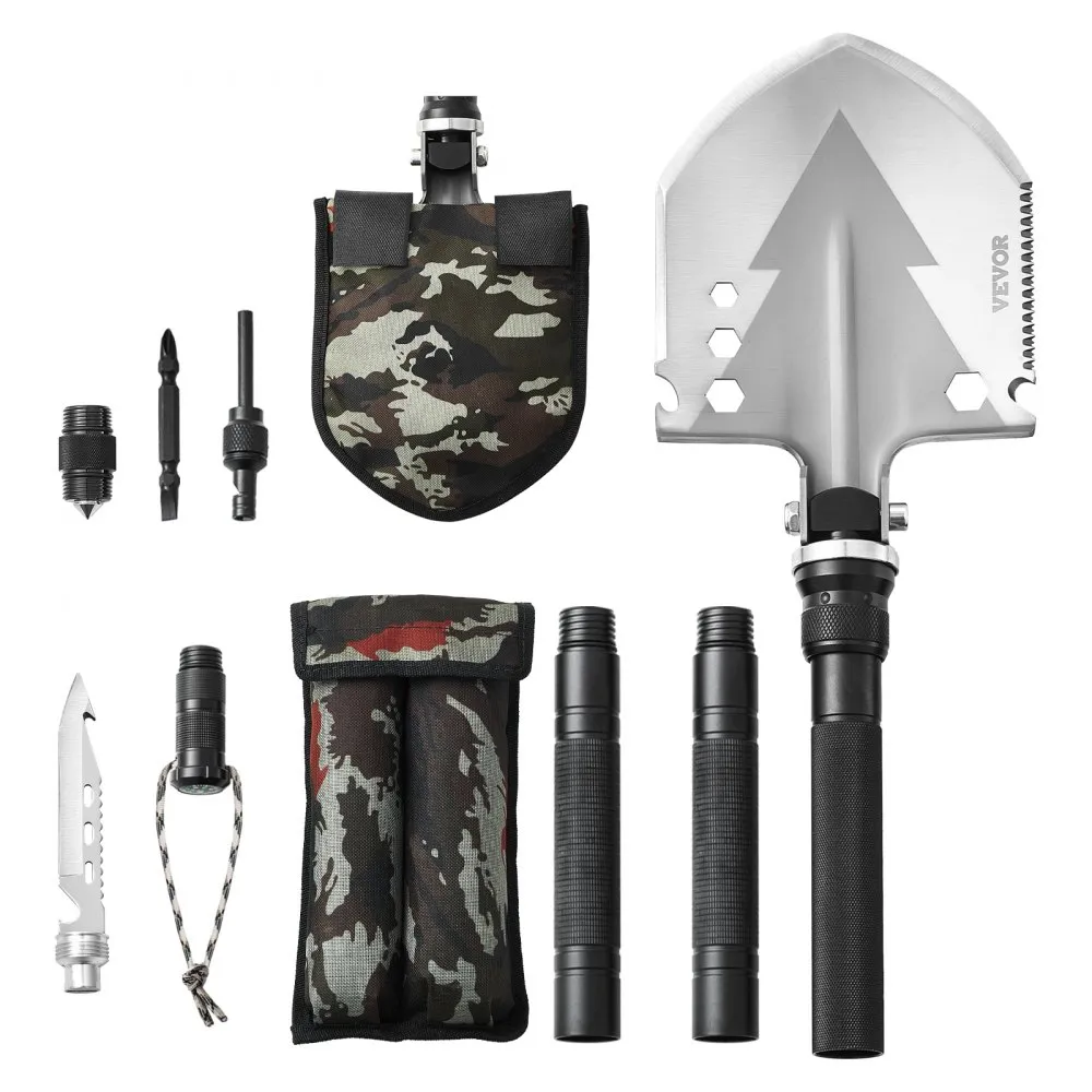 VEVOR Survival Shovel 11 in 1 Campingschop Opvouwbaar Draagbaar Multifunctioneel