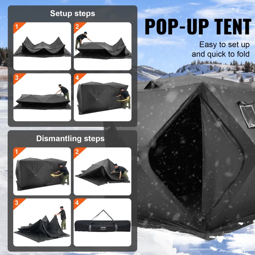 VEVOR VISTENT 68 PERSONEN VISPARAPLU CAMPINGTENT IJSVISSEN TENT 3,6X1,8X2M