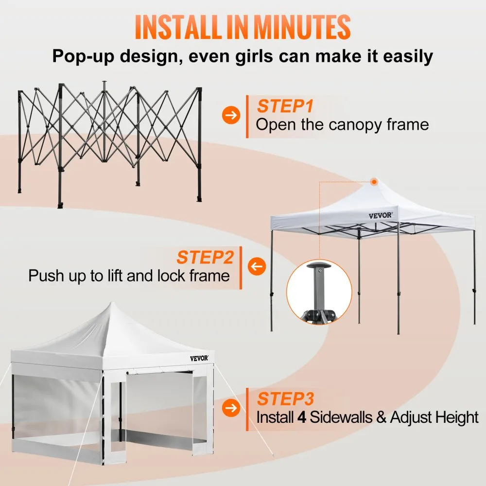 VEVOR vouwtent 3x3m tuintent tuintent partytent PVC partytent opvouwbaar wit