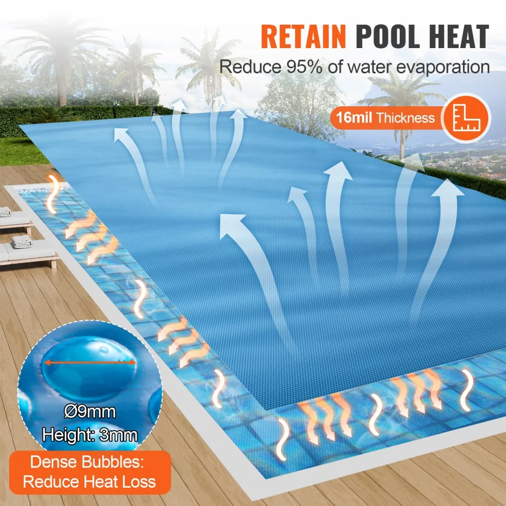 VEVOR zwembadafdekking zonnefolie warmtezeil zwembad 9,75x4,87m blauw